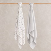 Zebra-Print Muslins (Grey & White), 2 Pack