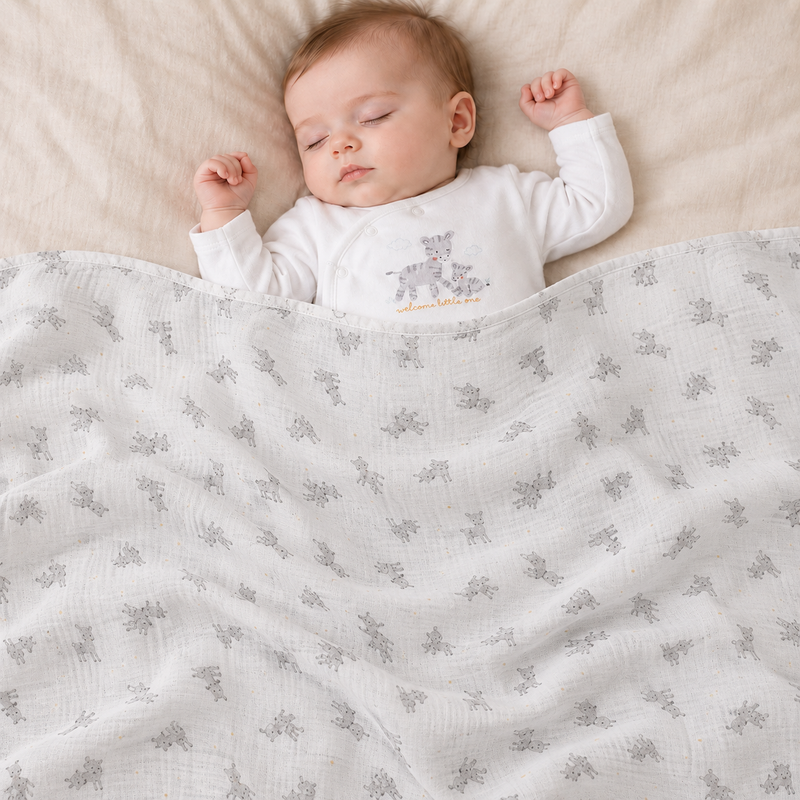 Zebra-Print Muslins (Grey & White), 2 Pack