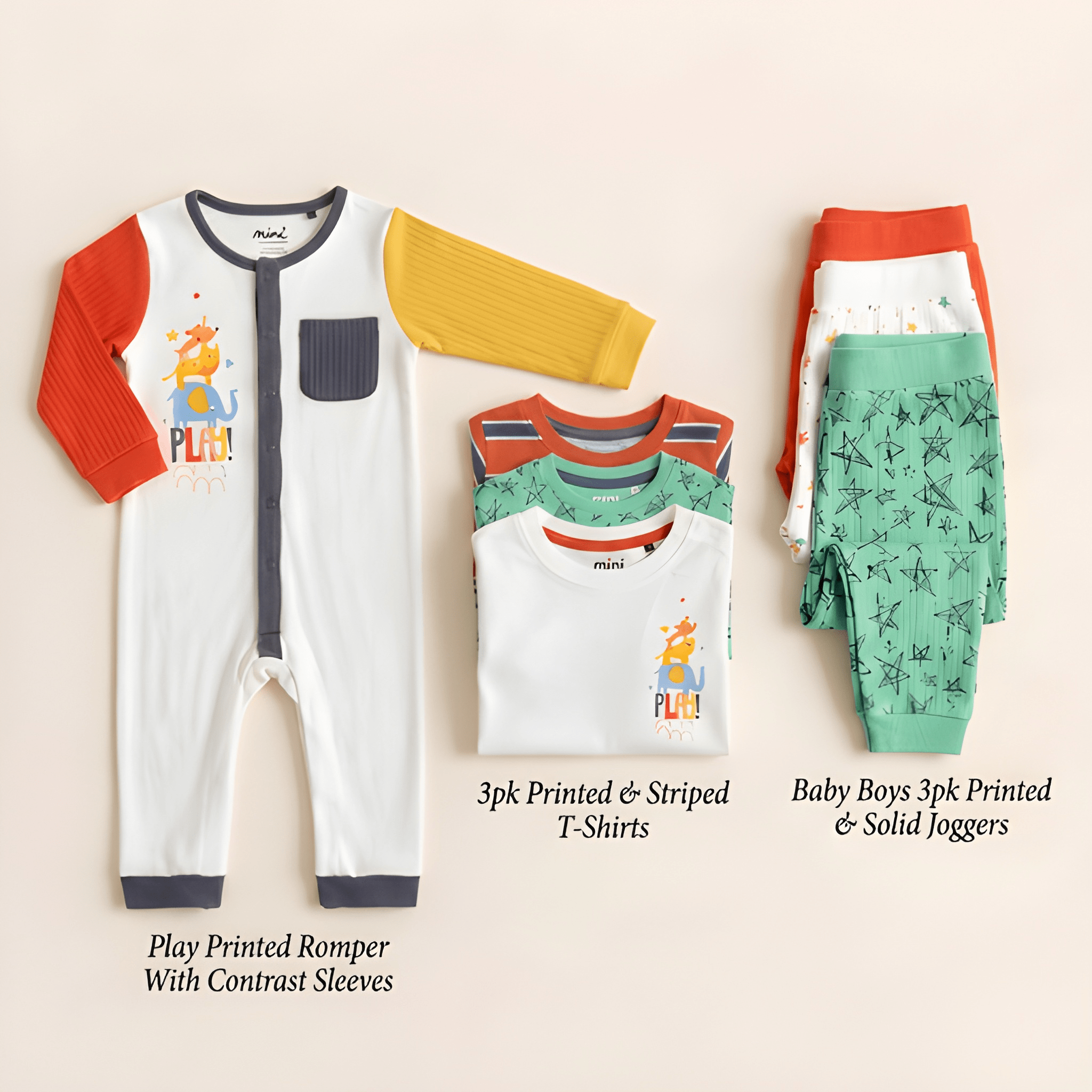Baby Boys Everyday Essentials Collection | Joggers, Tees & Romper