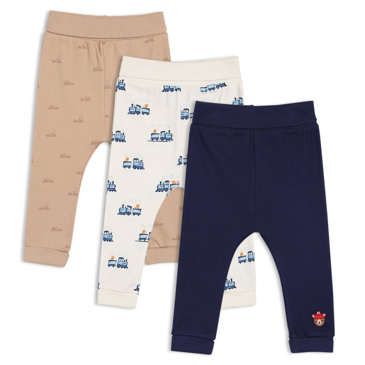 Baby Boys 3pk Printed Joggers, Multicolour - Minicuddles