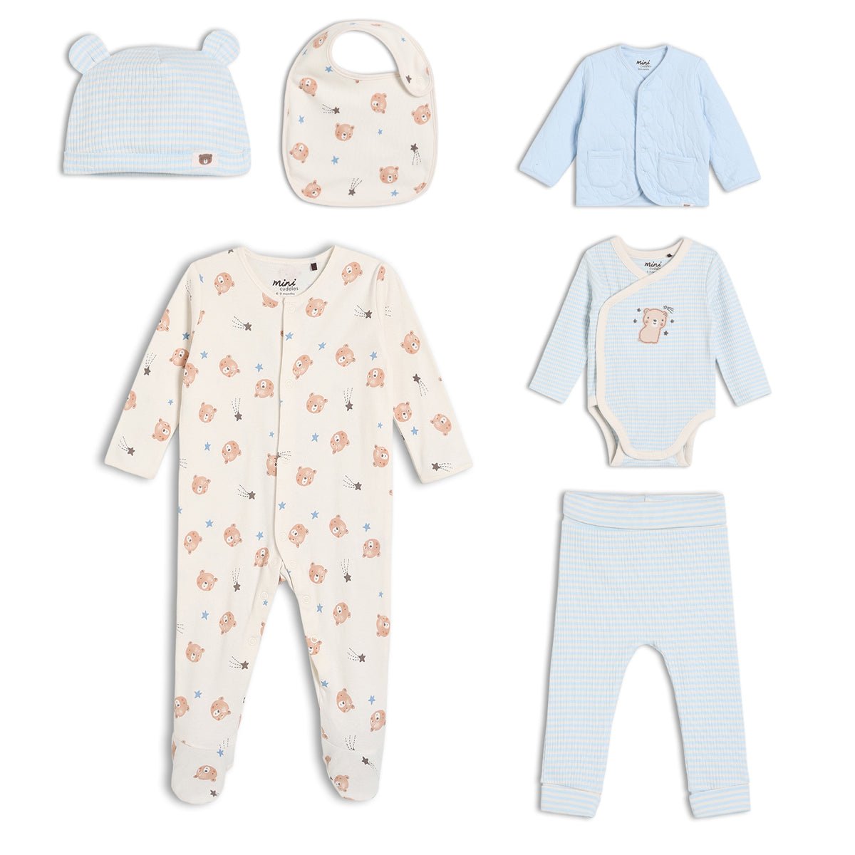 Baby Boys 6pk Essentials Gift Set, Multicolour - Minicuddles