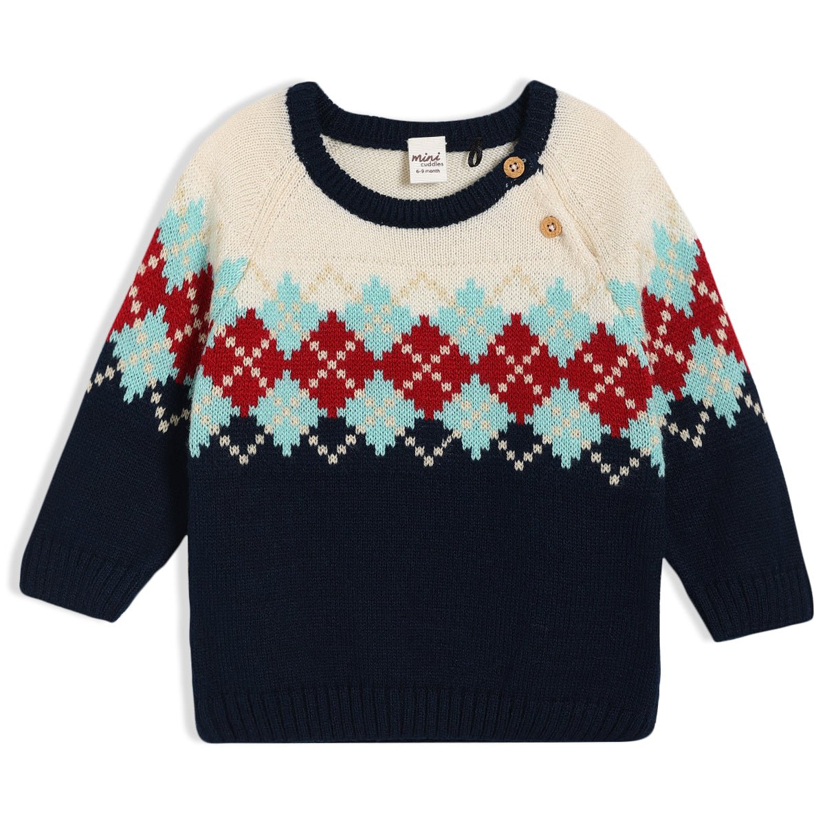 Baby Boys Argyle Knitted Jumper, Multicolour - Minicuddles