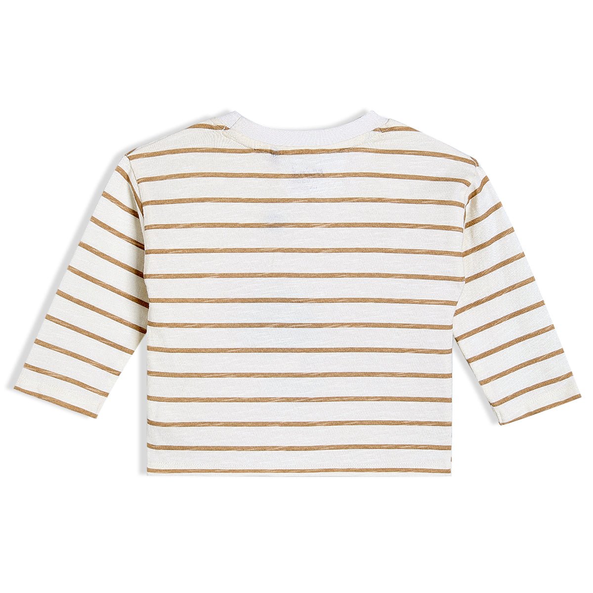 Baby Boys Striped & Teddy Embroidered T-Shirt, White - Minicuddles
