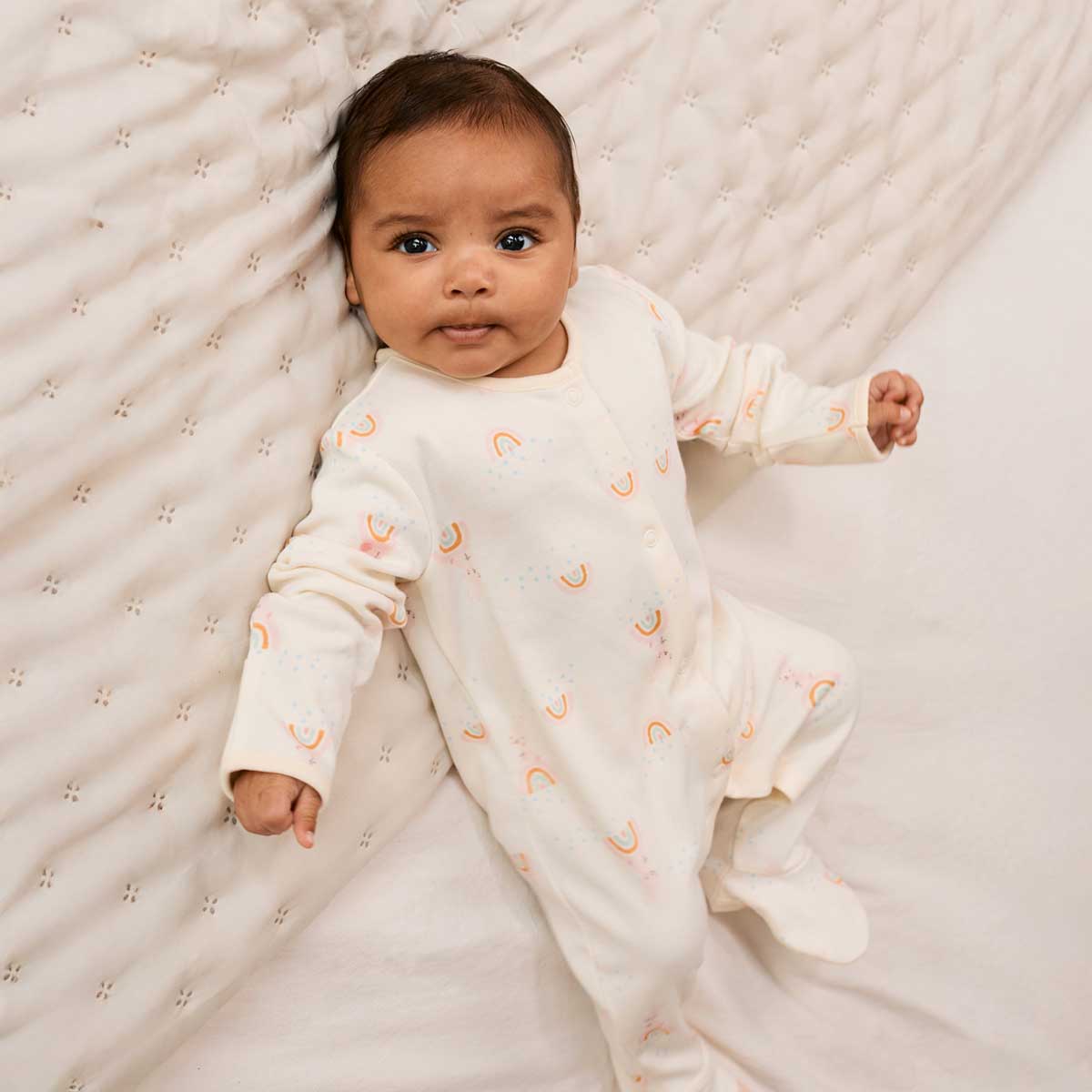 Baby Girls 2pk Rainbow Printed Sleepsuit, Multicolour - Minicuddles