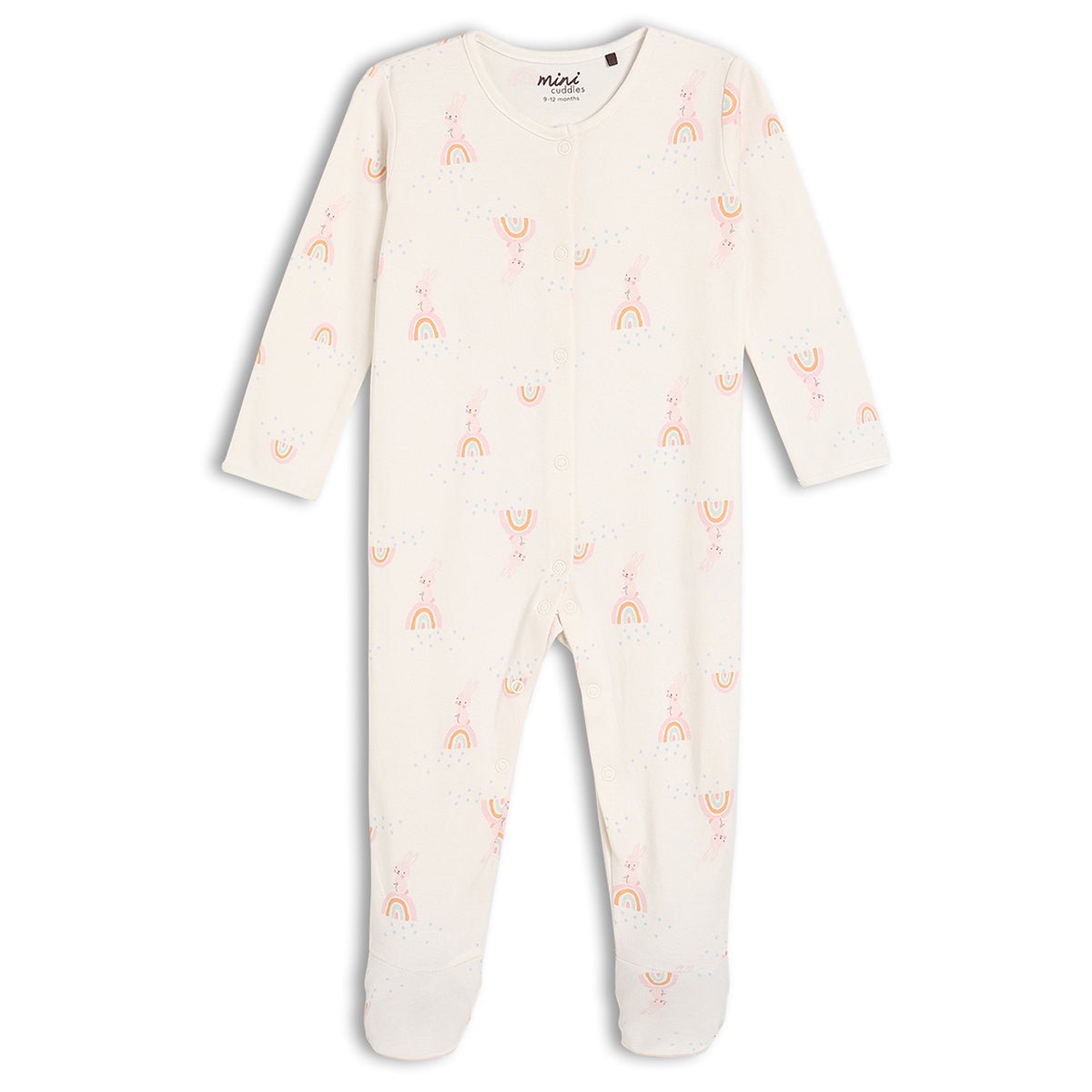 Baby Girls 2pk Rainbow Printed Sleepsuit, Multicolour - Minicuddles