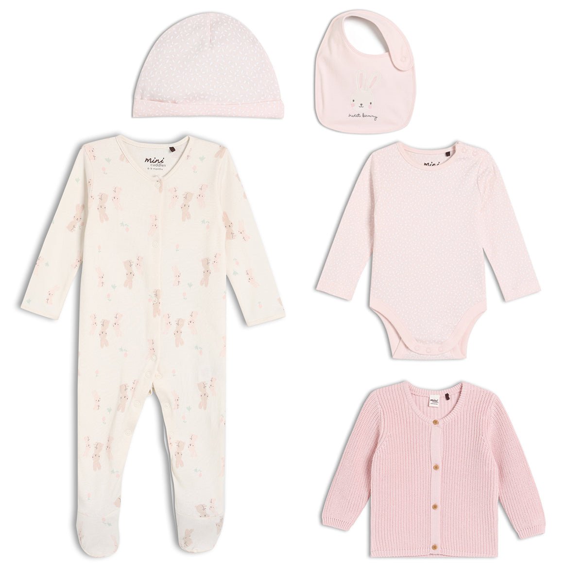 Baby Girls 5pk Gift Set with Cardigan, Multicolour - Minicuddles