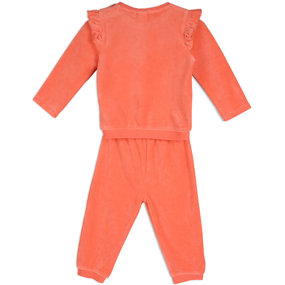 Baby Girls Floral Embroidered 2pc Set, Peach - Minicuddles