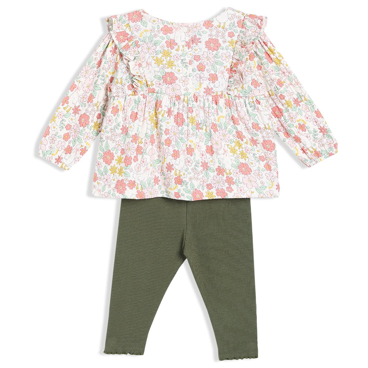 Baby Girls Floral Printed 2pc Set, Multicolour - Minicuddles