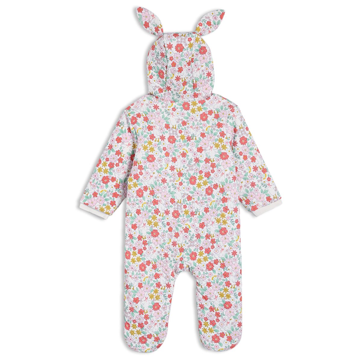 Baby Girls Floral Printed Hooded Pram Suit, Multicolour - Minicuddles