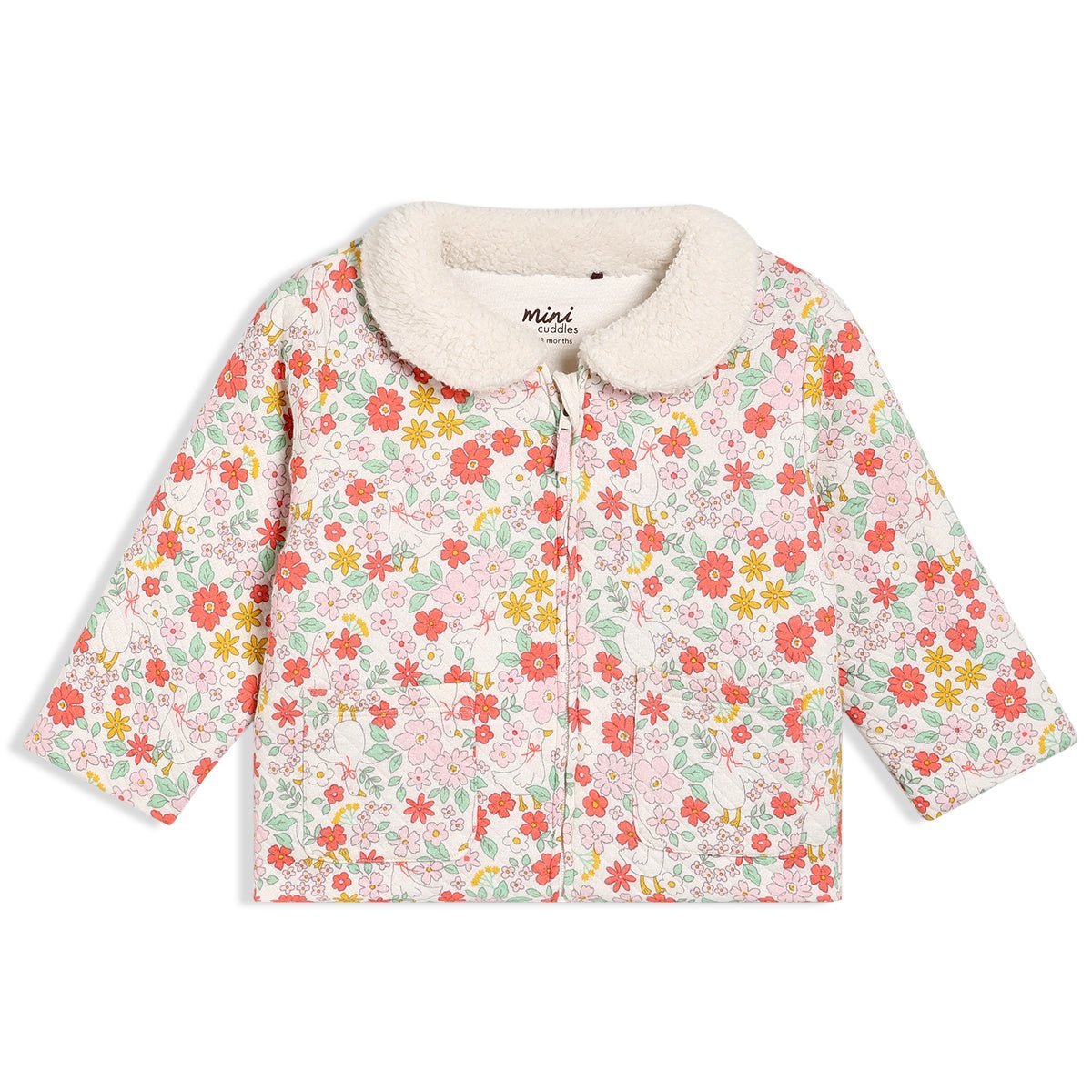 Baby Girls Floral Printed Jacket, Multicolour - Minicuddles