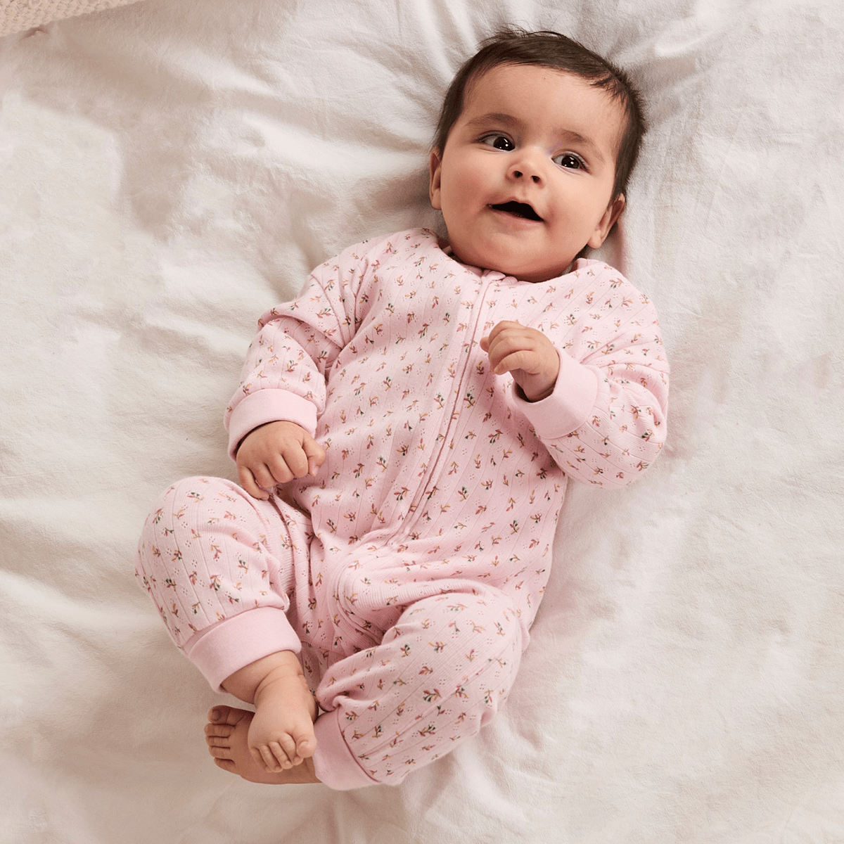 Baby Girls Floral Printed Romper, Pink - Minicuddles