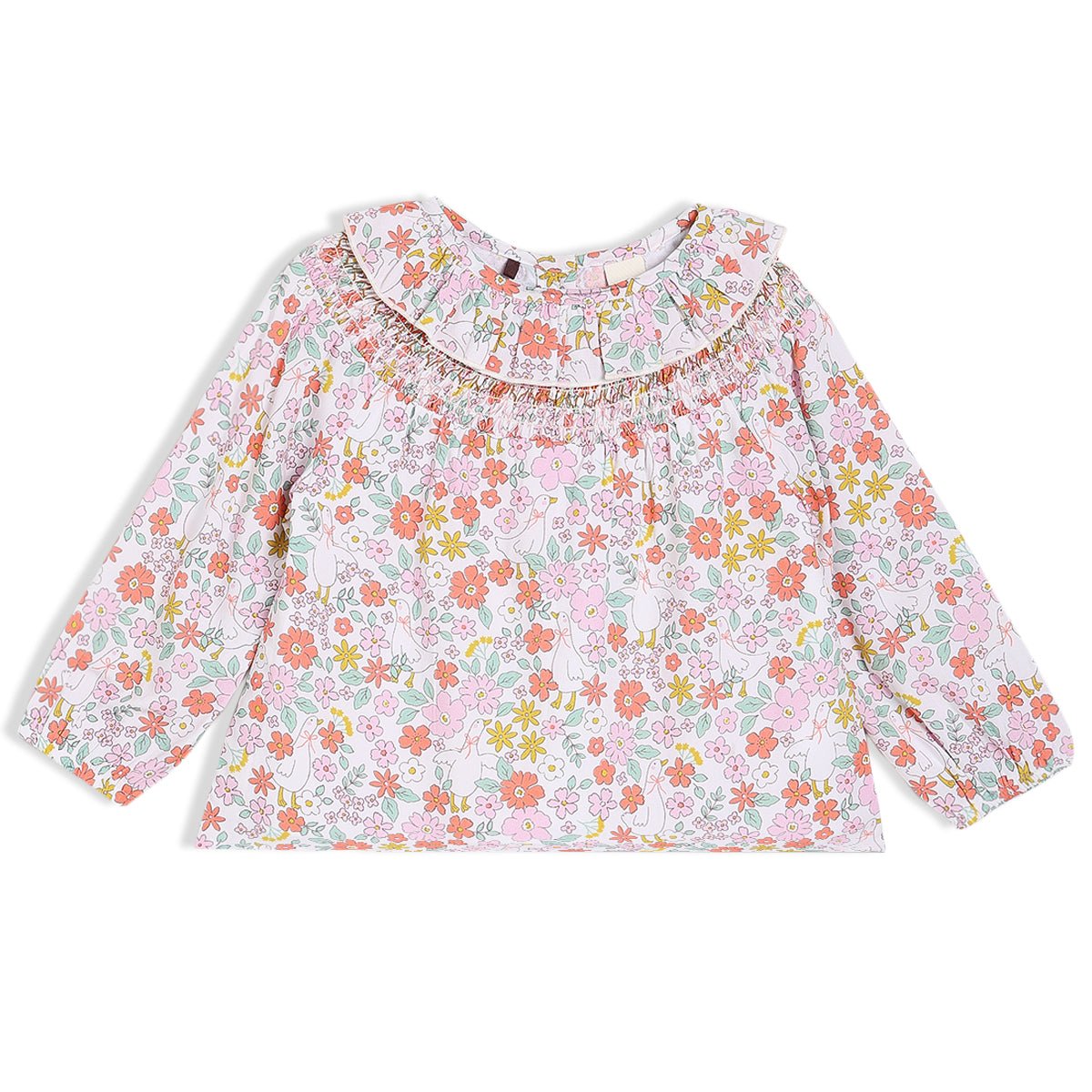 Baby Girls Floral Printed Woven Top, Multicolour - Minicuddles