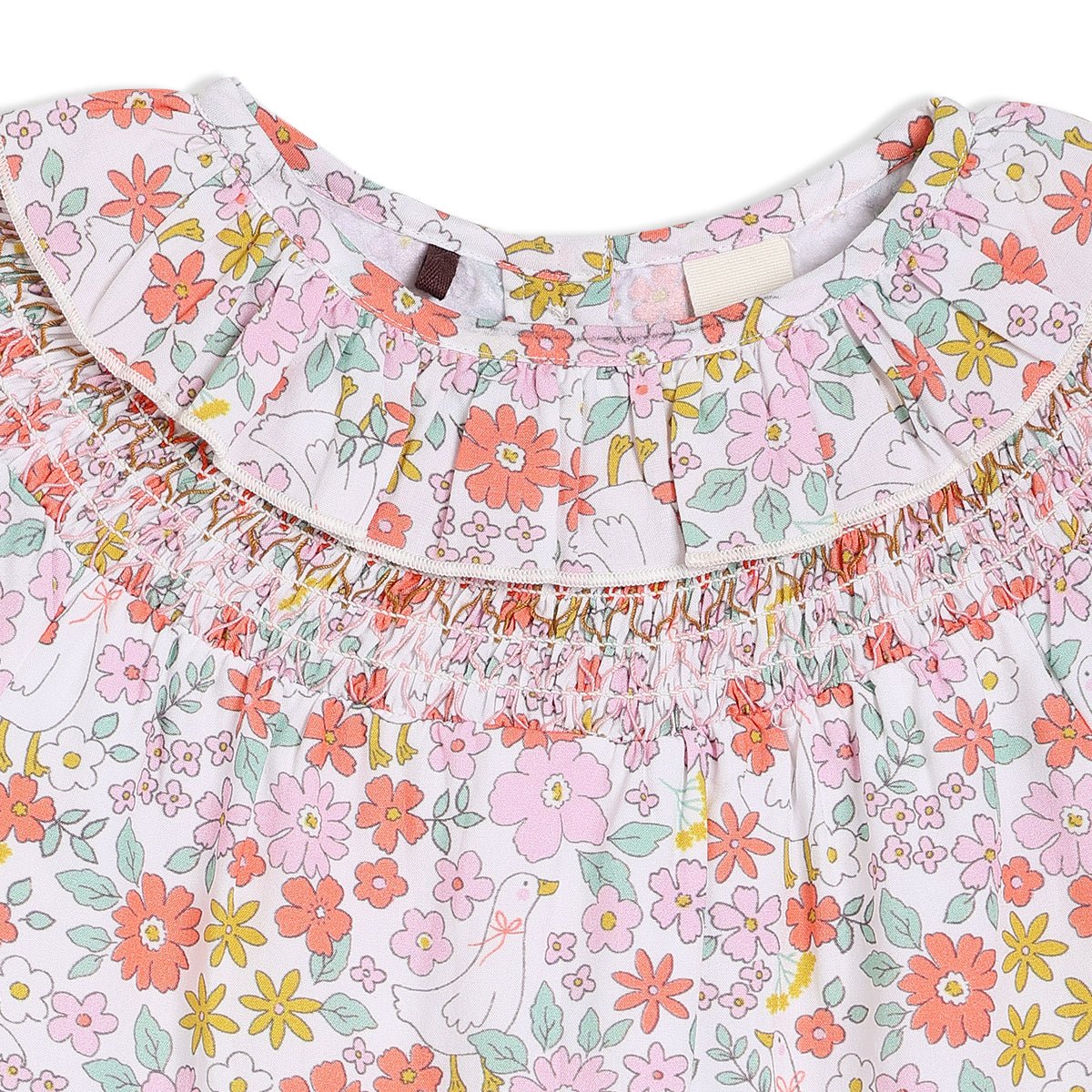 Baby Girls Floral Printed Woven Top, Multicolour - Minicuddles