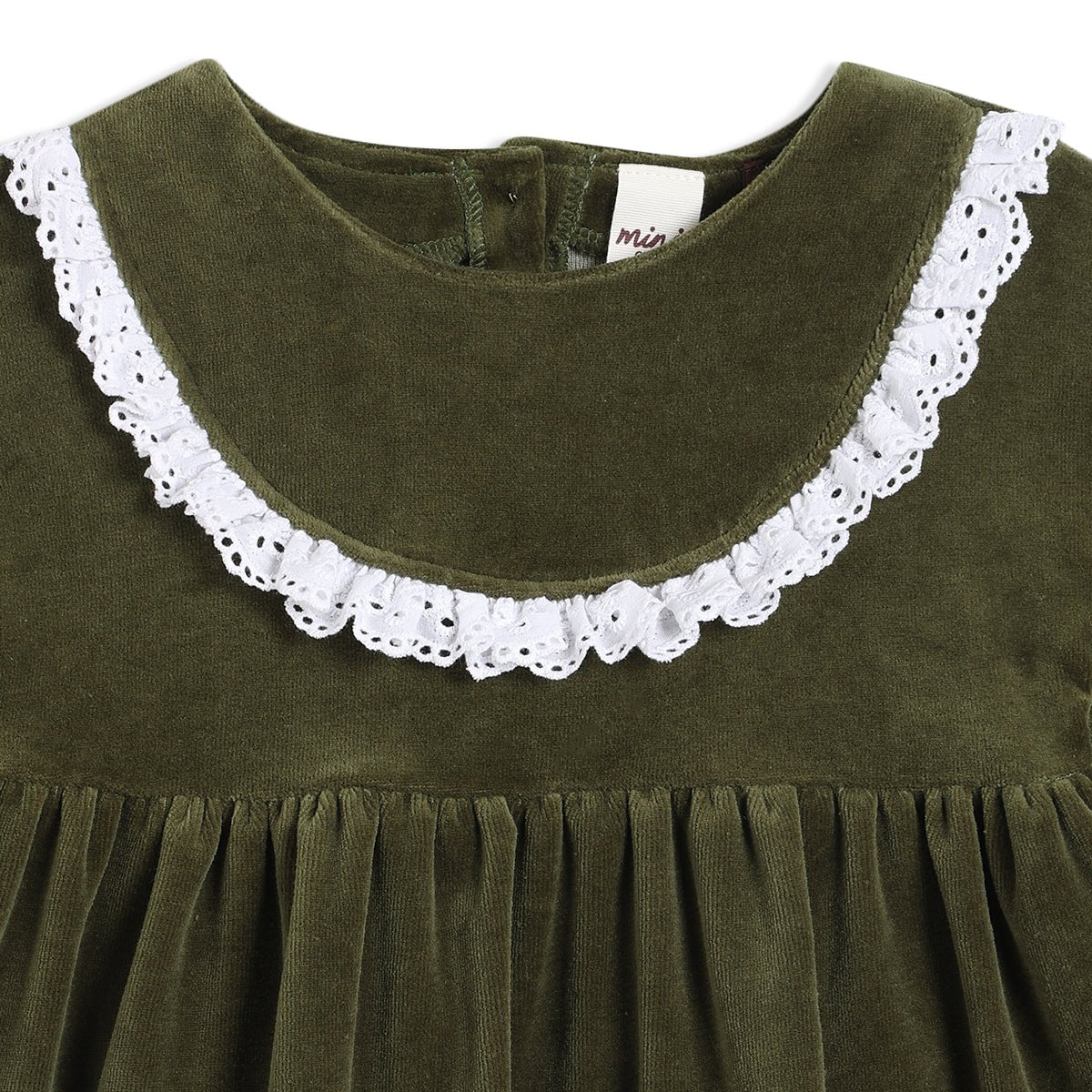 Baby Girls Schiffli Dress With Tights, Green - Minicuddles