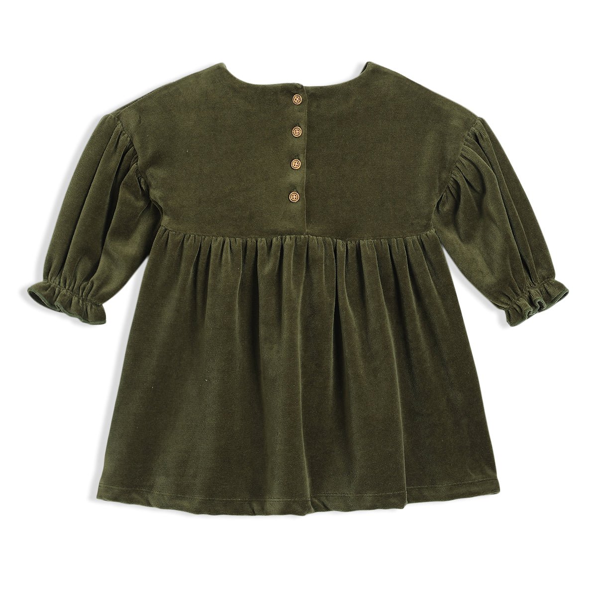 Baby Girls Schiffli Dress With Tights, Green - Minicuddles