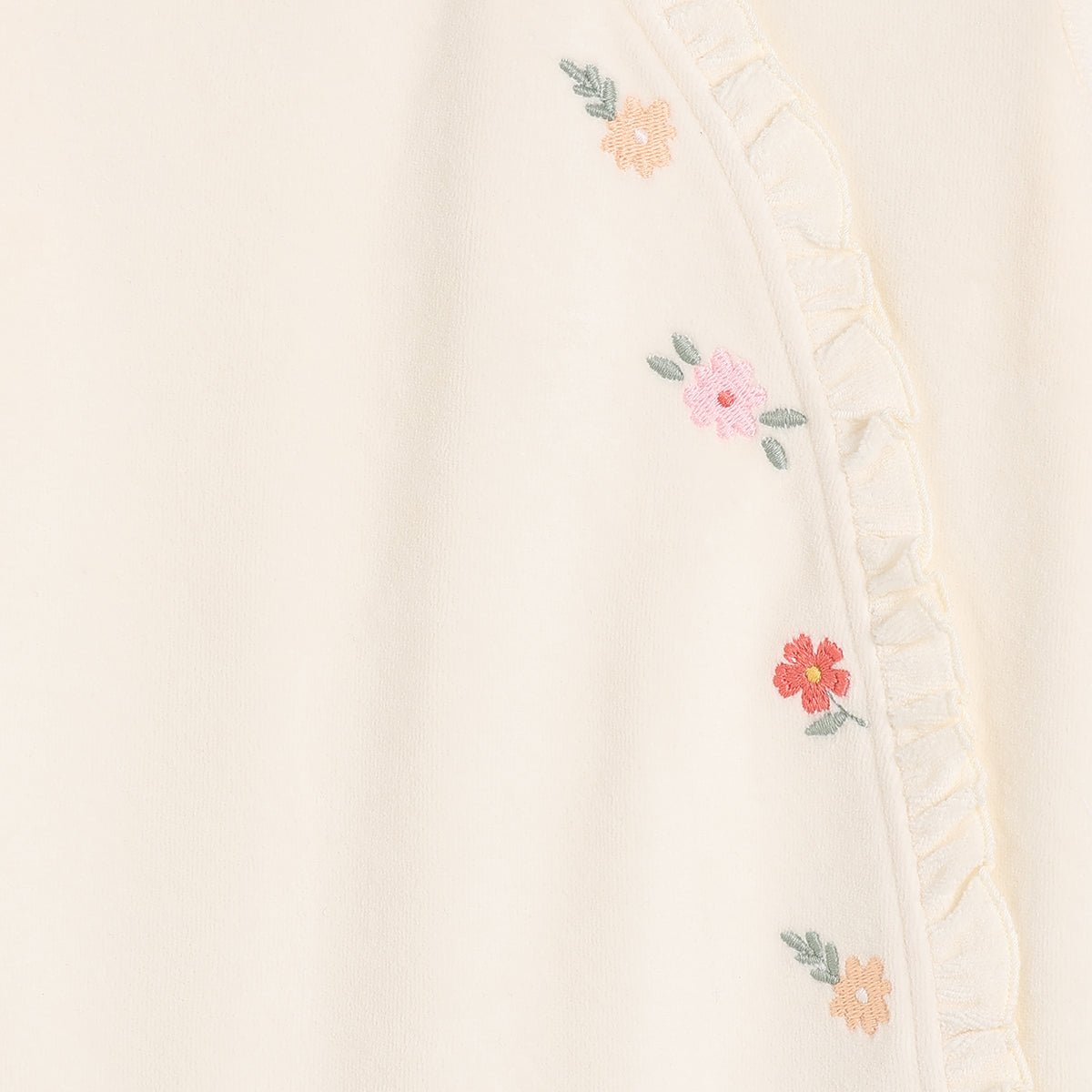 Baby Girls Velour Embroidered Sleepsuit & Toy, Cream - Minicuddles
