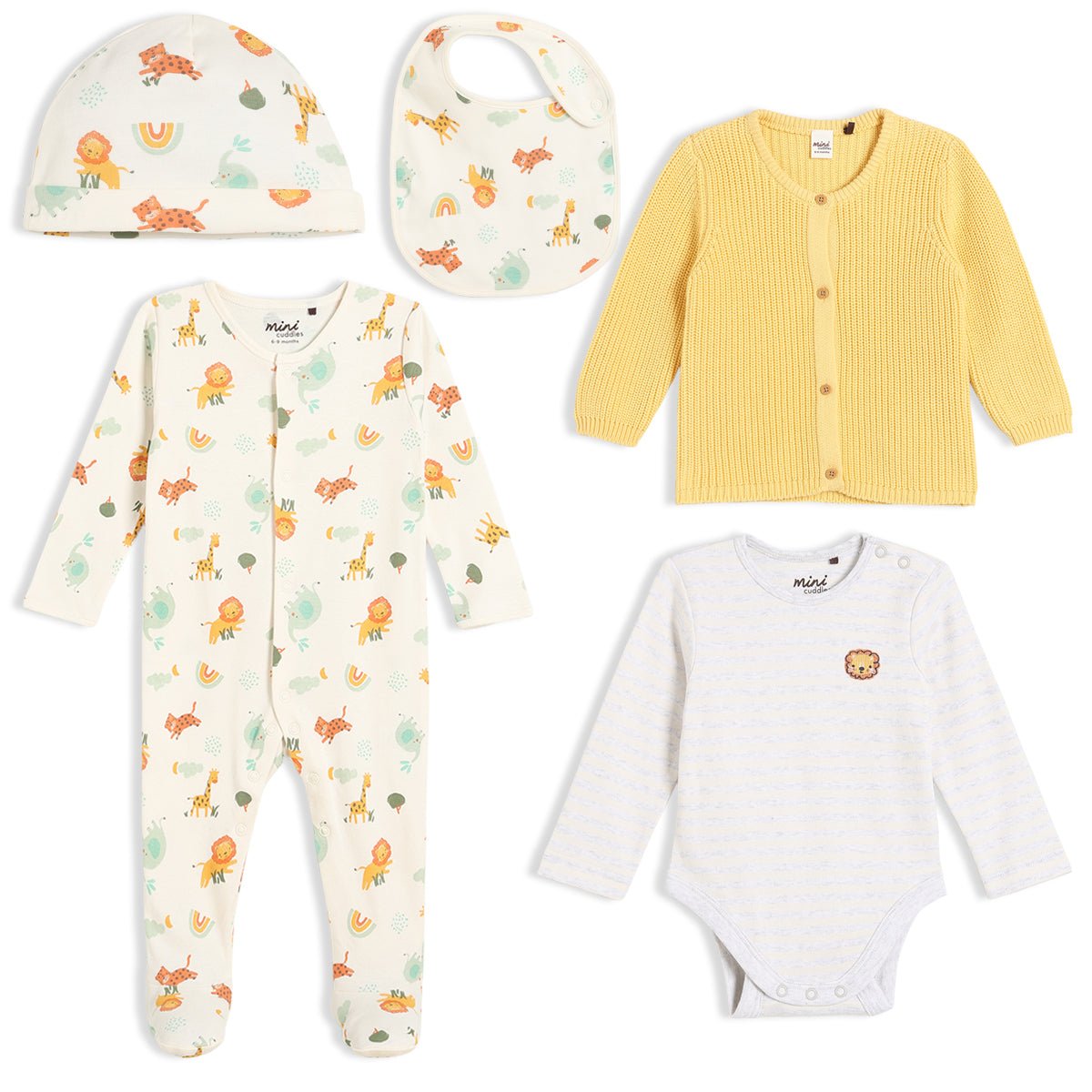 Baby Unisex 5pk Gift Set with Cardigan, Multicolour - Minicuddles