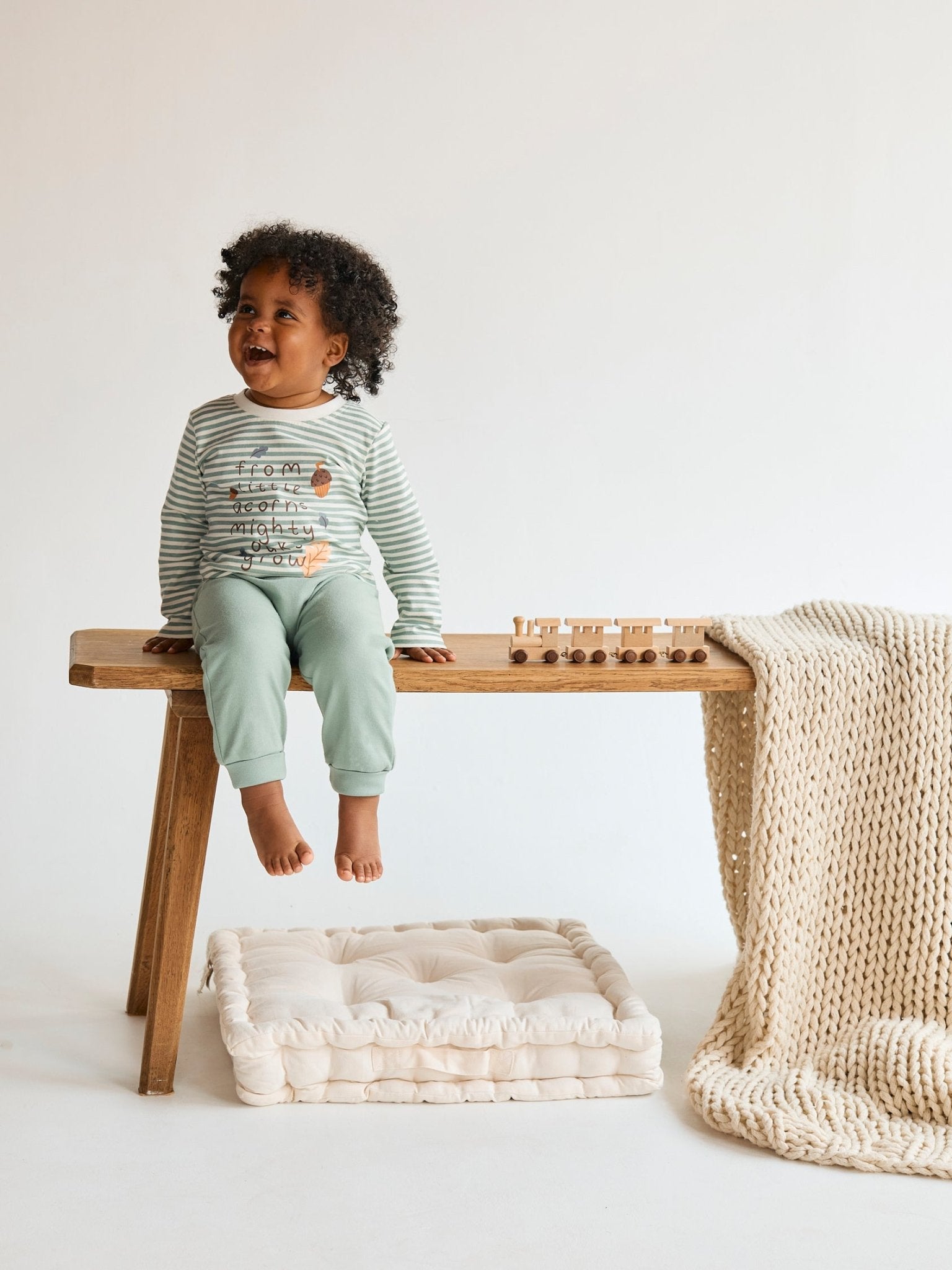 Baby Unisex Printed 2pc Set, Sage - Minicuddles