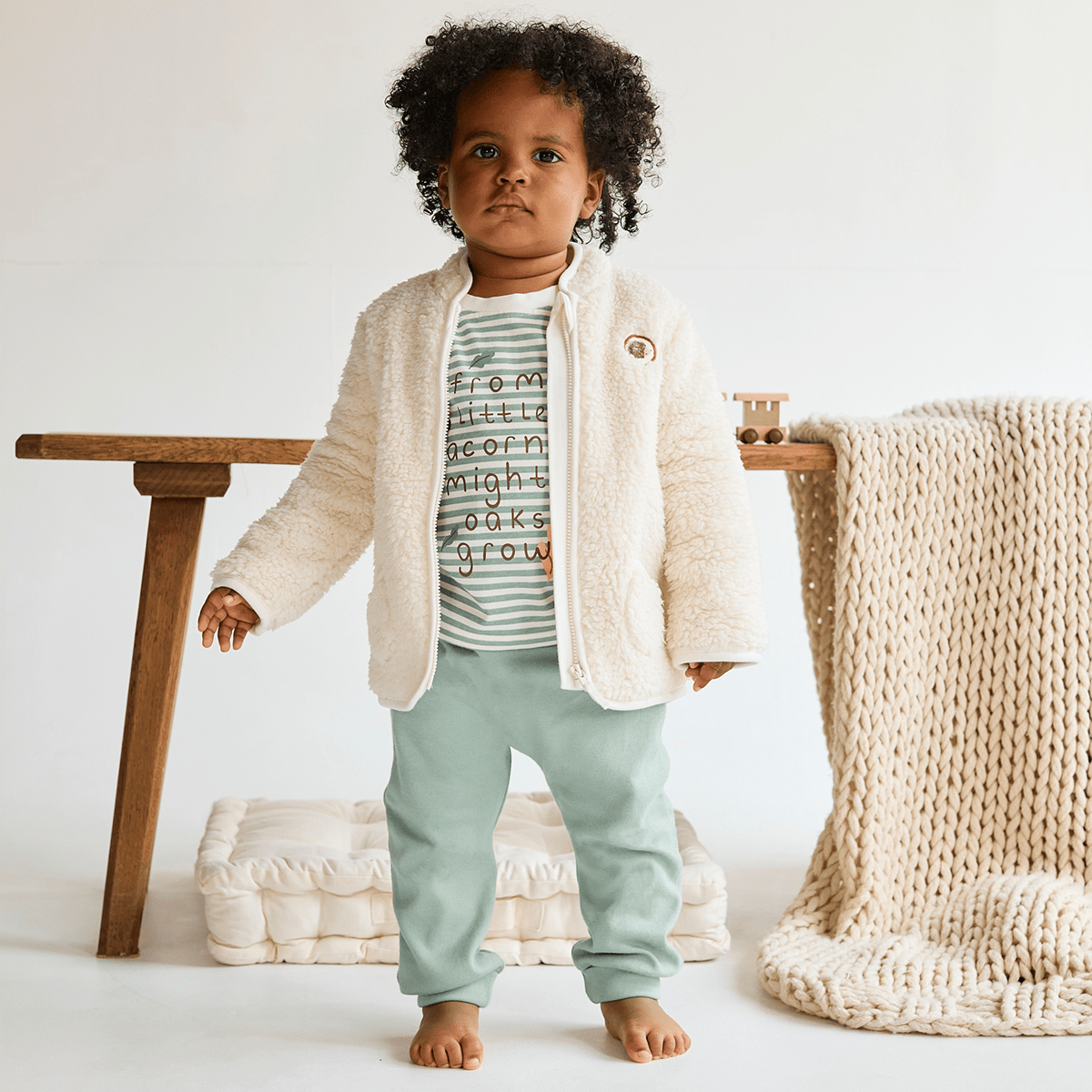 Baby Unisex Soft Fleece Jacket, Cream - Minicuddles